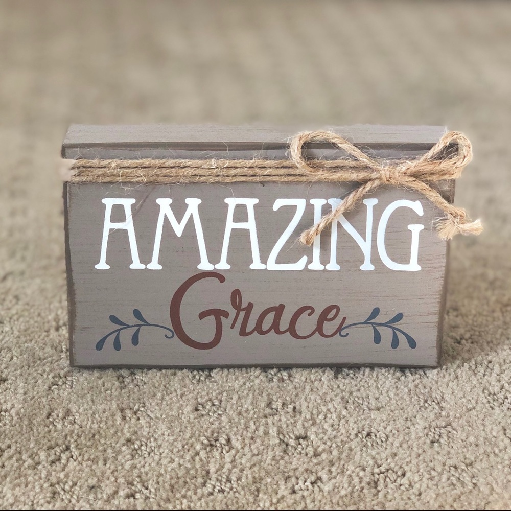 Amazing Grace freestanding small wood sign